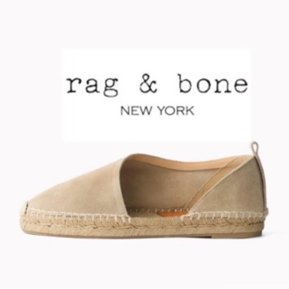 Rag & Bone Delos Tan Sand Asymmetrical Suede Espadrille Size 6.5 (36.5)